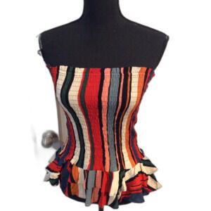 New NWT Olivaceous Strapless Striped Top Small S